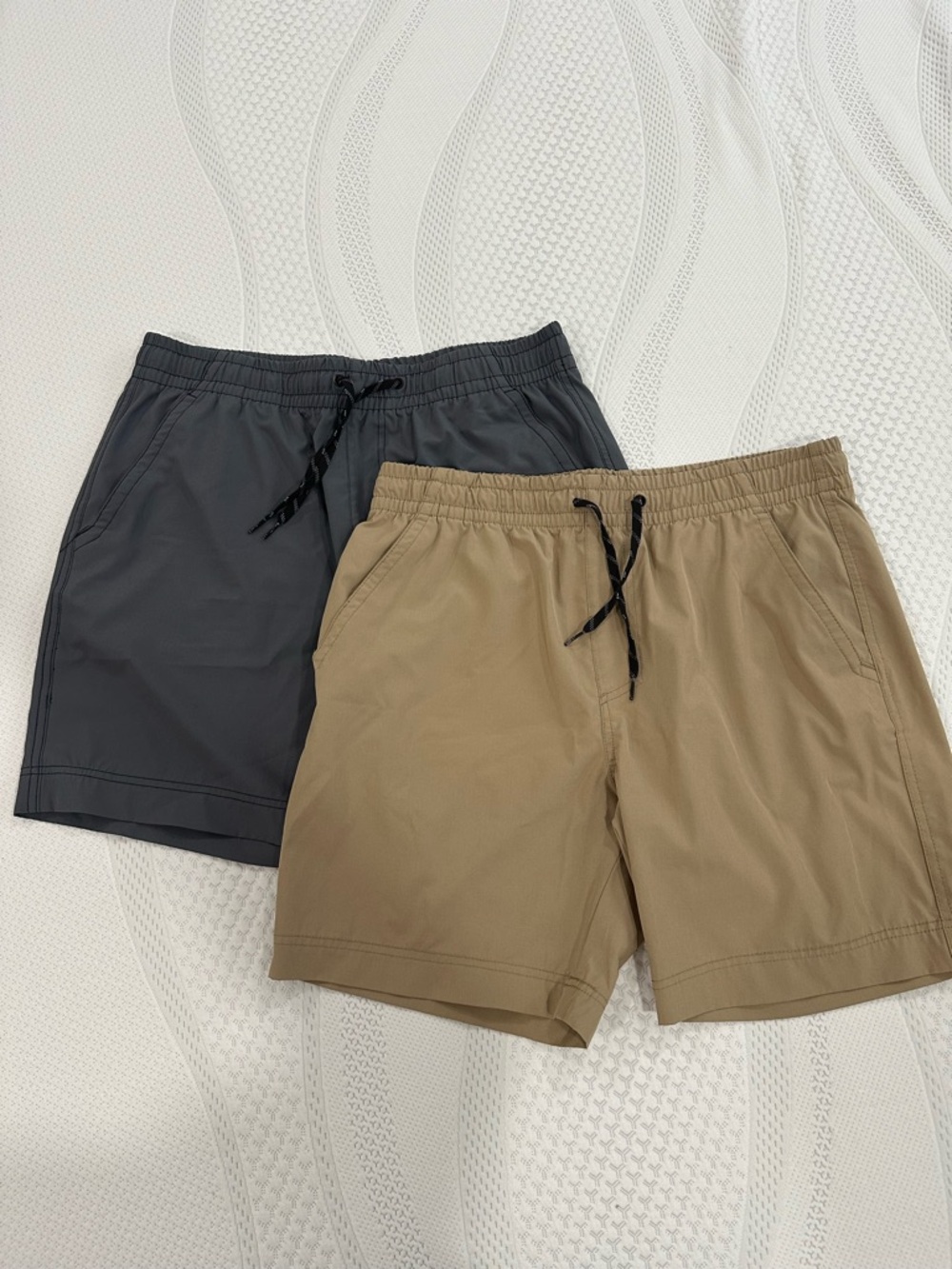 Casual Drawstring Shorts - Gray & Khaki